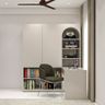 Contemporary Grey Study Room Design With Open Shelves For Storage - Livspace