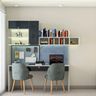 Modern Frosty White And Dark Blue Study Room Design For Two - Livspace