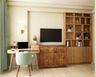 Wooden Study Room Design Details With Integrated TV Unit - Livspace