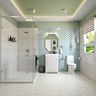 600x600 mm Geometric Multicoloured Ceramic Glossy Bathroom Tile Design - Livspace