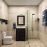 600x600 mm Matte Textured Bathroom Tile Design In Beige - Livspace