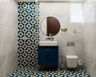 200x200 mm Glossy Bathroom Tile Design With Geometric Patterns - Livspace