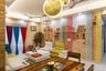 Modern Multicoloured Historic Living Room Wallpaper Design - Livspace