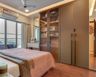 Contemporary Tan Wardrobe Design with Suede Laminate Finish - Livspace