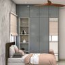5x2x9 Ft Contemporary Silver Frost Swing Wardrobe with Laminate Suede Finish - Livspace