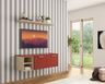TV unit design in light red and walnut colour