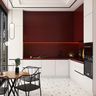 Red Rectangular Porcelain Kitchen Tiles Design