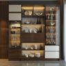 Crockery unit design with glass and tall unit