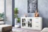 Off white crockery unit design with shelf