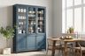 Crockery unit design in blue with tall unit