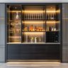 Home Bar Design with Glass Racks and Wine Shelf