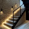 Half-Landing Wooden Staircase Design