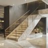 Marble and Glass Straight Staircase Design