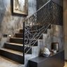 Metal and concrete straight staircase design