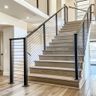Metal and concrete straight staircase design