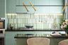 Glossy green kitkat pattern kitchen wall tiles