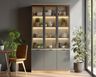Contemporary Light Oak Crockery Unit Design with Glass LED Shelving