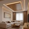 Double Layer False Ceiling Design with Wooden Finish and Gypsum Detail