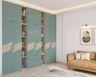 6-Door Swing Wardrobe Design with Blue and Acacia Matte Finishes