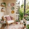 Balcony Design Featuring Macramé Wall Decor and Cane Chair