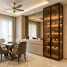 Grey Crockery Unit Design with Tall Glass Display Cabinet