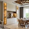 White Crockery Cabinet with Twin Glass Towers And Mirrored Backsplash
