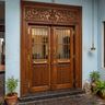 Carved Wooden Swing Double Entrance Door Design