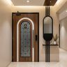 Single Entrance Door Desing with Arched Glass Panel
