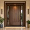 Single Entrance Door Design with Fluted Panelling and Brass Pull Handle