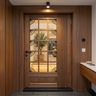 Single Entrance Door Design with Glass Insert and Fluted Side Panel