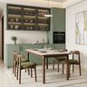 Dining Room Design with Sage Green Cabinetry and Marble Table