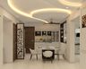Single Layer Curvilinear Gypsum False Ceiling with Cove Lighting and Spotlights