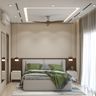 Guest Bedroom Design with Wooden Slat Wall Panel Backdrop