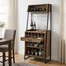 Acacia Home Bar Design with Scalloped Wine Rack and Drawer