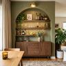 Green Wall Paint Design in Dining Room Bar Alcove