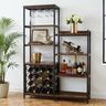 Metal Frame Home Bar Design with Diagonal Wine Bottle Grid