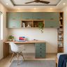 Home Office Design with Bedroom Nook Desk and Bookshelf