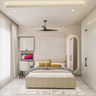 Kids Bedroom Design with Arched Backlit Mirror and Desk