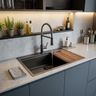 Matte Black Metal Single Bowl Top Mount Kitchen Sink Design