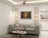 Living Room Design with Sage Green Tuxedo Sofa and Wall Panel Molding