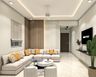 Living Room Design with Wall Mounted Media Ledge and Modular Sectional