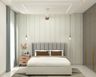 Master Bedroom Design with Sage Green Vertical Wall Paneling