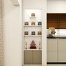 Irish Cream Pooja Design with Lower Cabinet Storage Unit