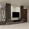 TV Unit Design with Wood Slatted Panels