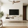 White TV Unit Design with Wall-Mounted Television