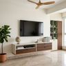 Floating White and wood TV unit with Tall Storage
