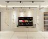 White Floor-Standing TV Unit Design with Wall Moldings