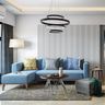 Blue L-Shaped Living Room - Livspace