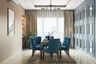 Blue And Wood Six-Seater Dining Room - Livspace