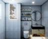Modern Compact Bathroom With Lovely Blue Colour Palette - Livspace